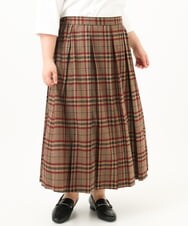 OLHKA02129 eur3(エウルキューブ) 【大きいサイズ】ワイドプリーツスカート モカ(84)