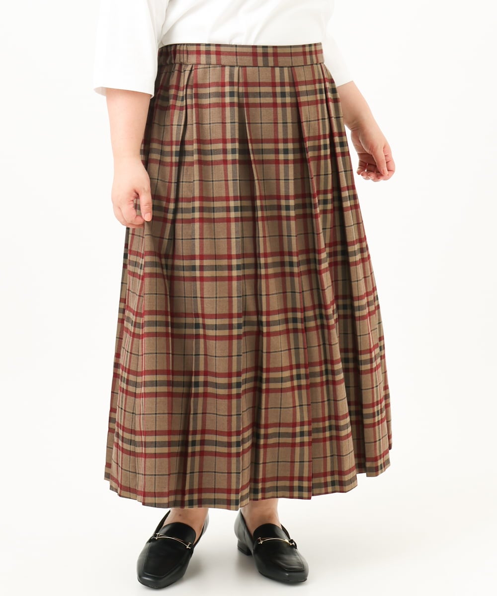 OLHKA02129 eur3(エウルキューブ) 【大きいサイズ】ワイドプリーツスカート モカ(84)