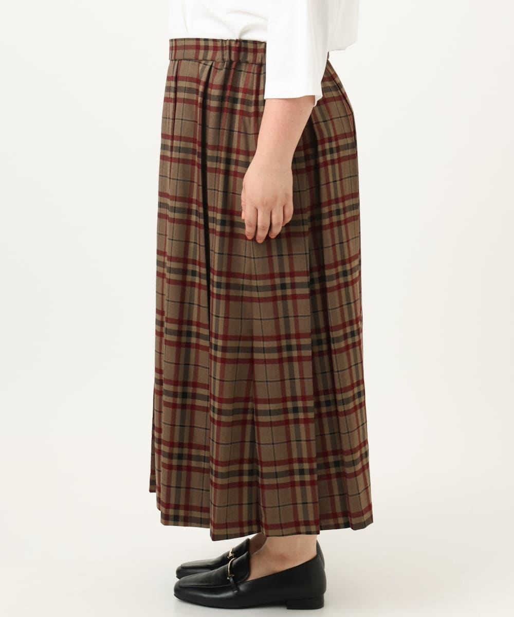 OLHKA02129 eur3(エウルキューブ) 【大きいサイズ】ワイドプリーツスカート モカ(84)