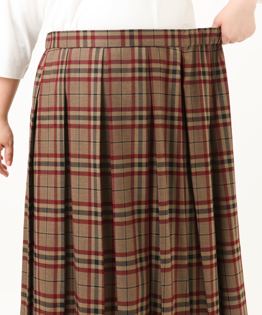 OLHKA02129 eur3(エウルキューブ) 【大きいサイズ】ワイドプリーツスカート モカ(84)