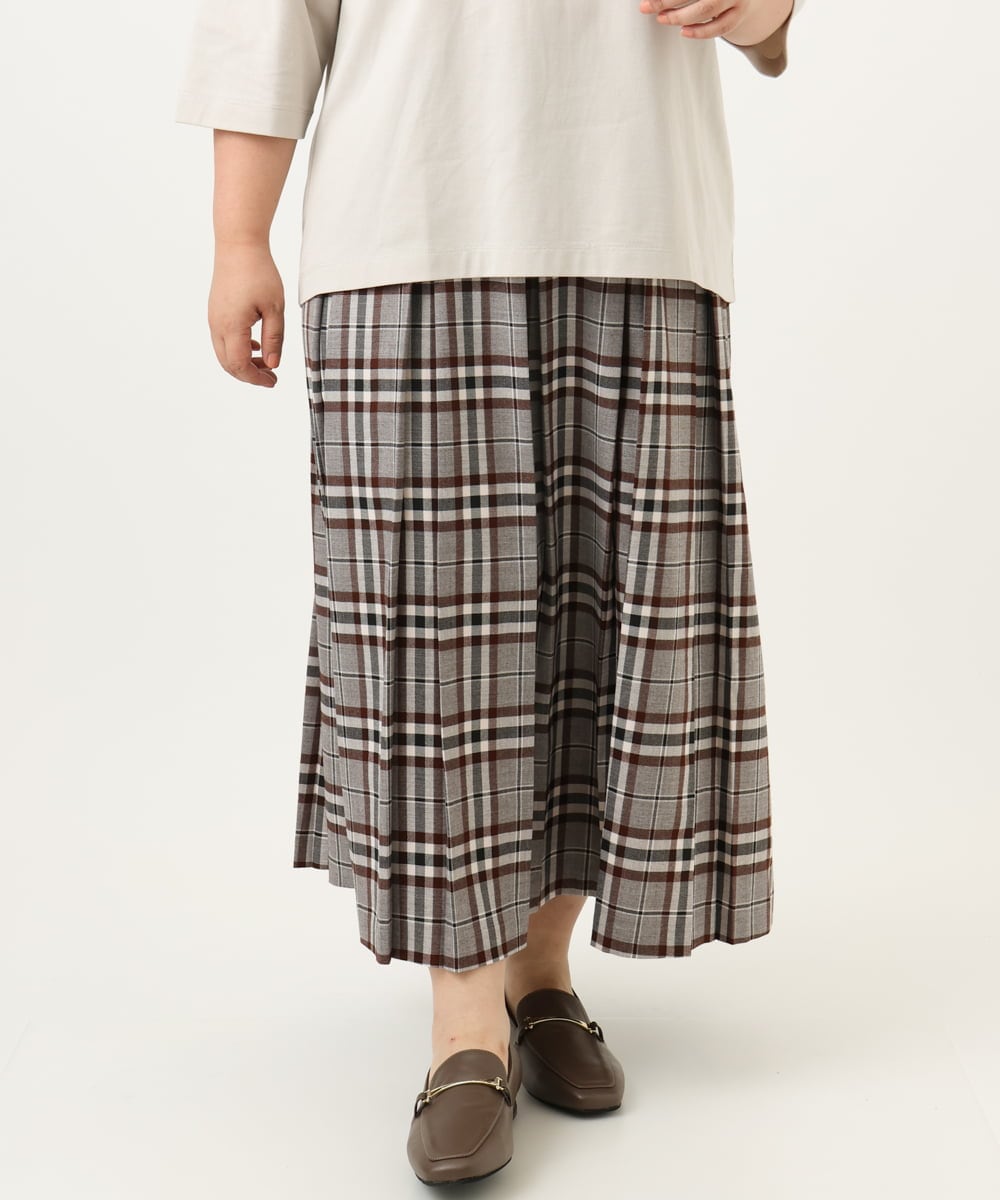 OLHKA02129 eur3(エウルキューブ) 【大きいサイズ】ワイドプリーツスカート グレー(92)