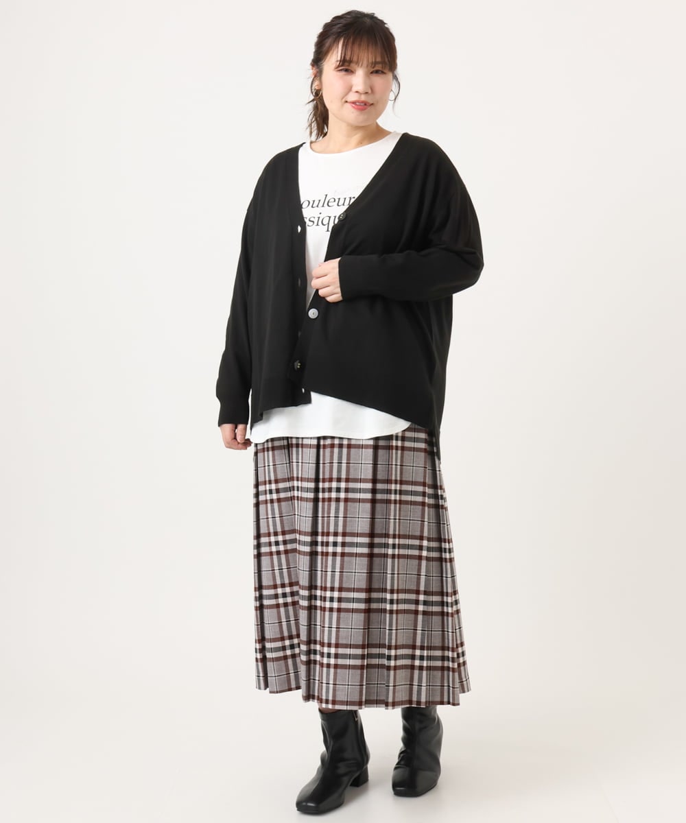 OLHKA02129 eur3(エウルキューブ) 【大きいサイズ】ワイドプリーツスカート グレー(92)
