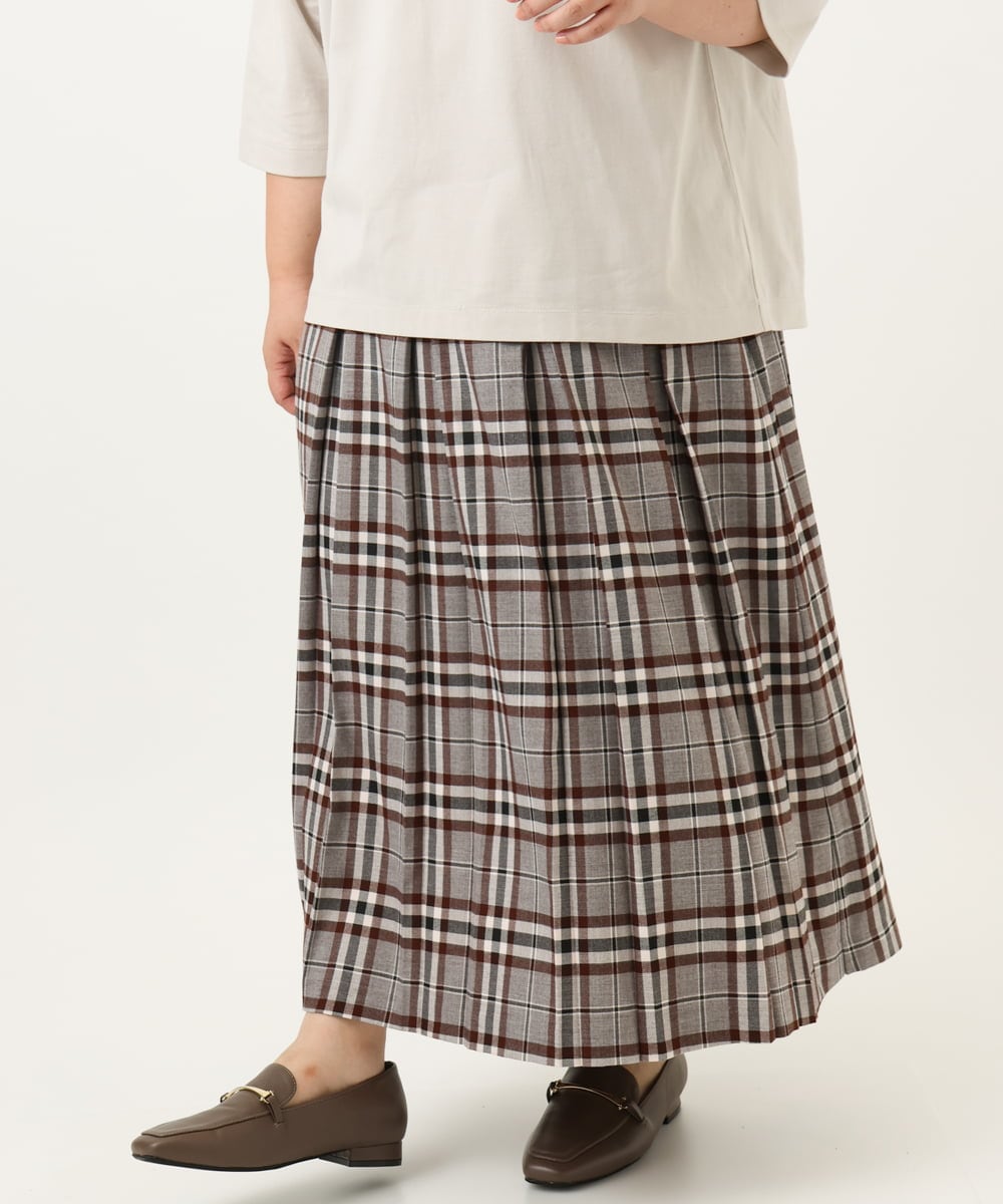 OLHKA02129 eur3(エウルキューブ) 【大きいサイズ】ワイドプリーツスカート グレー(92)