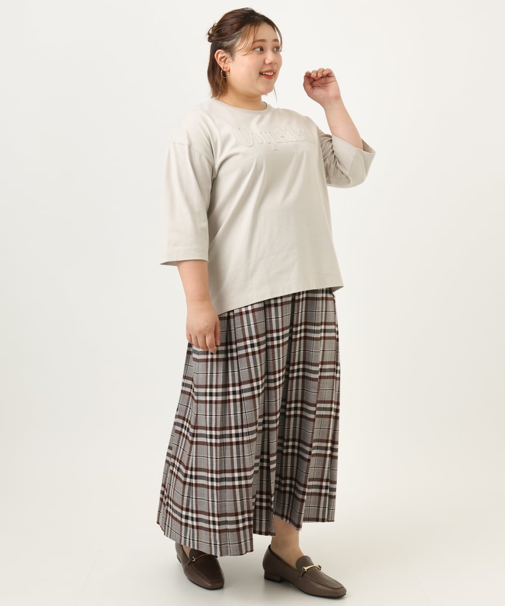 OLHKA02129 eur3(エウルキューブ) 【大きいサイズ】ワイドプリーツスカート グレー(92)