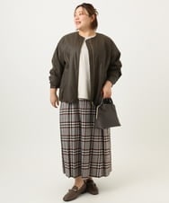 OLHKA02129 eur3(エウルキューブ) 【大きいサイズ】ワイドプリーツスカート グレー(92)