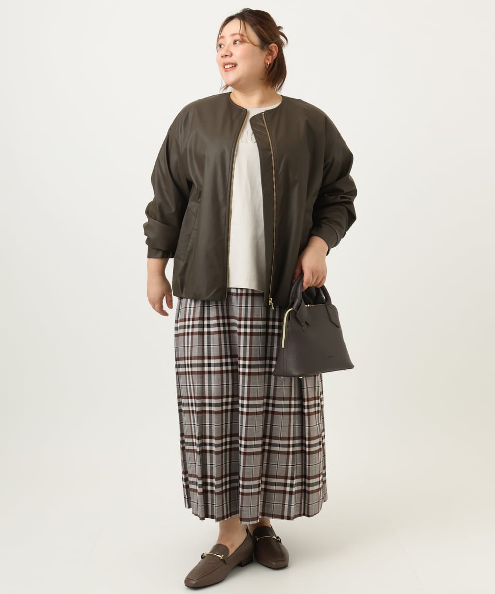 OLHKA02129 eur3(エウルキューブ) 【大きいサイズ】ワイドプリーツスカート グレー(92)