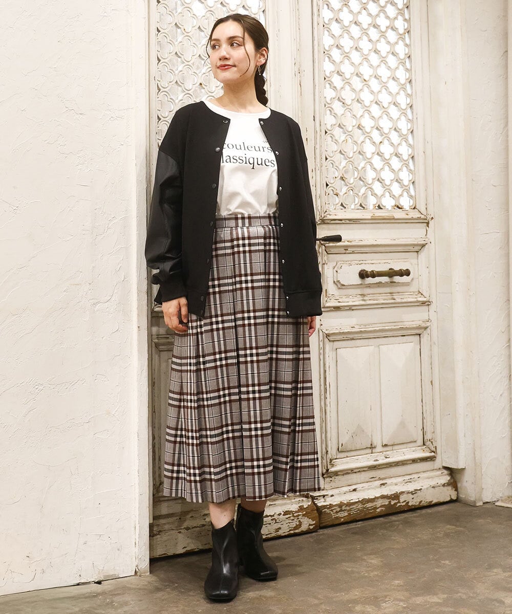 OLHKA02129 eur3(エウルキューブ) 【大きいサイズ】ワイドプリーツスカート グレー(92)