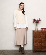 OLHKA03119 eur3(エウルキューブ) 【大きいサイズ】サテンマーメイドスカート ベージュ(82)