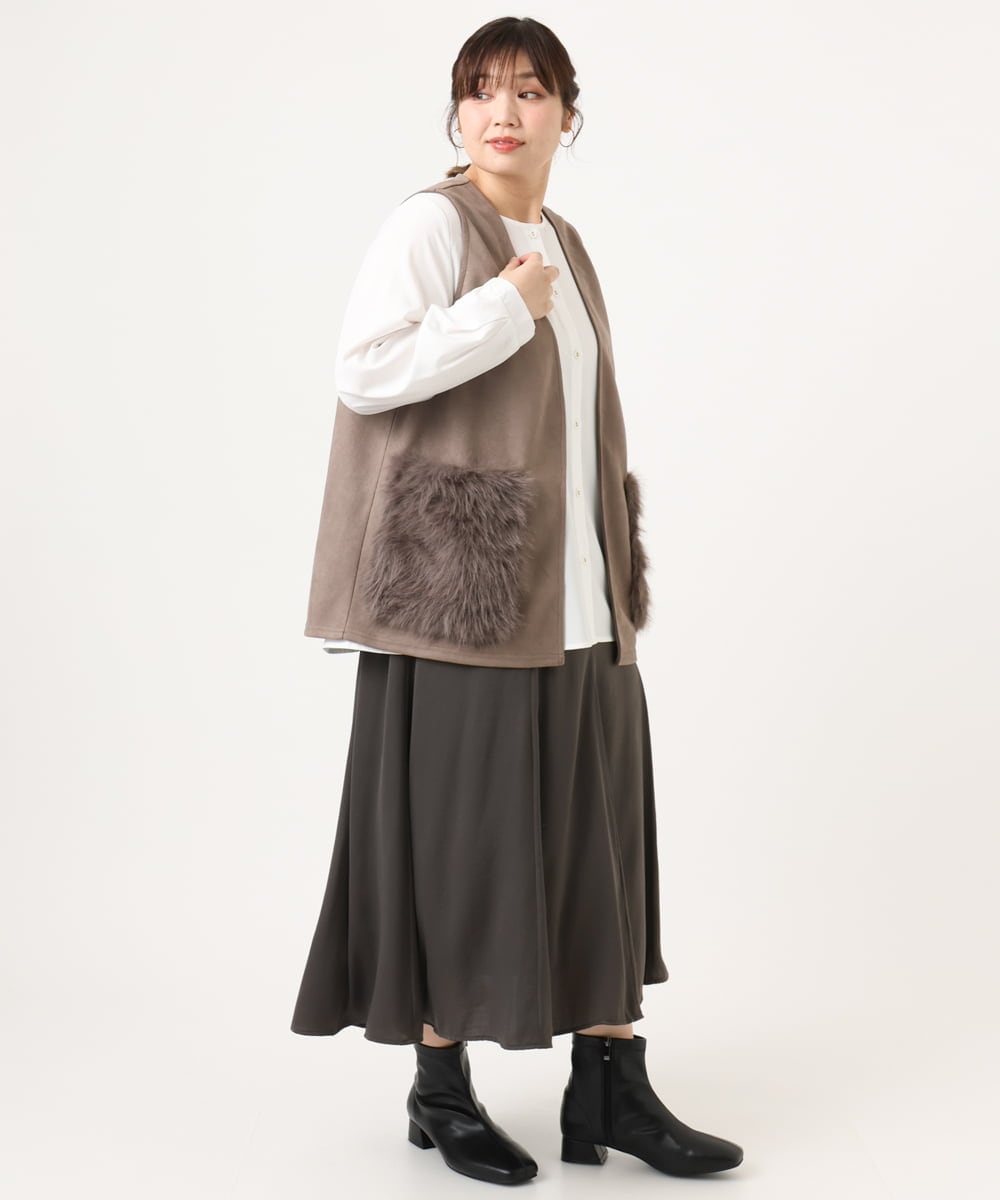 OLHKA03119 eur3(エウルキューブ) 【大きいサイズ】サテンマーメイドスカート ダークグレー(93)