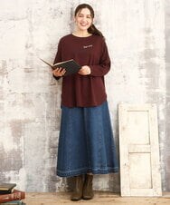 OLHKA04109 eur3(エウルキューブ) 【大きいサイズ】ストレッチデニムロングスカート ネイビー(57)