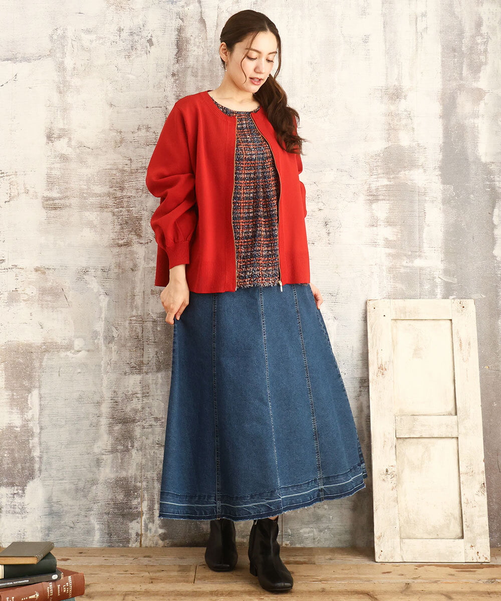OLHKA04109 eur3(エウルキューブ) 【大きいサイズ】ストレッチデニムロングスカート ネイビー(57)