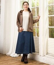OLHKA04109 eur3(エウルキューブ) 【大きいサイズ】ストレッチデニムロングスカート ネイビー(57)