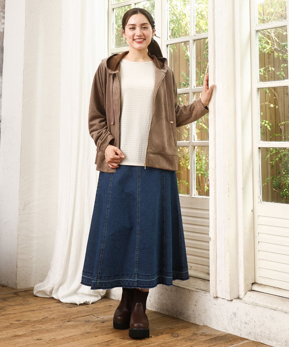 OLHKA04109 eur3(エウルキューブ) 【大きいサイズ】ストレッチデニムロングスカート ネイビー(57)