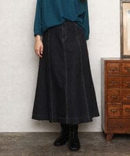 OLHKA04109 eur3(エウルキューブ) 【大きいサイズ】ストレッチデニムロングスカート ブラック(94)