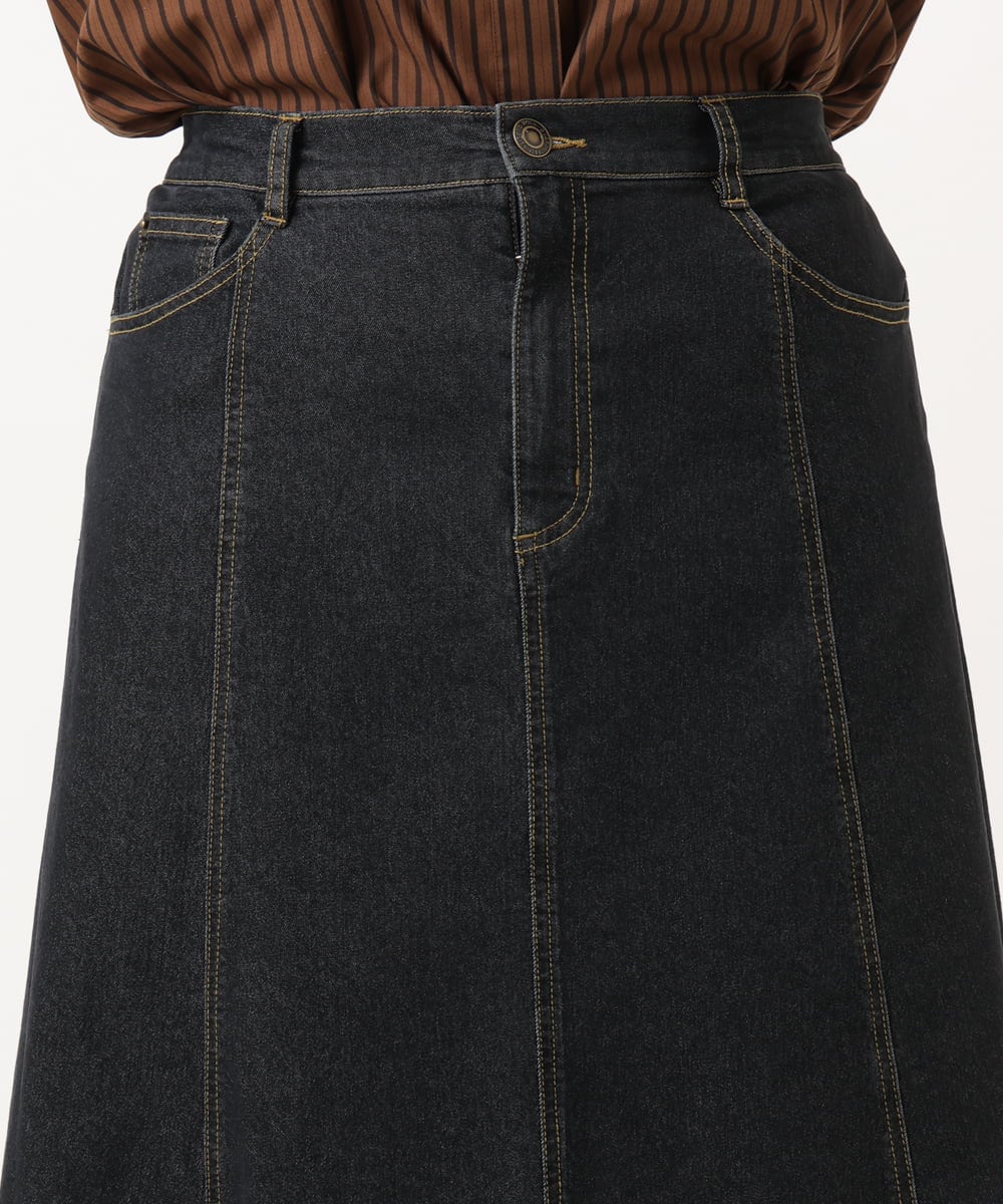 OLHKA04109 eur3(エウルキューブ) 【大きいサイズ】ストレッチデニムロングスカート ブラック(94)