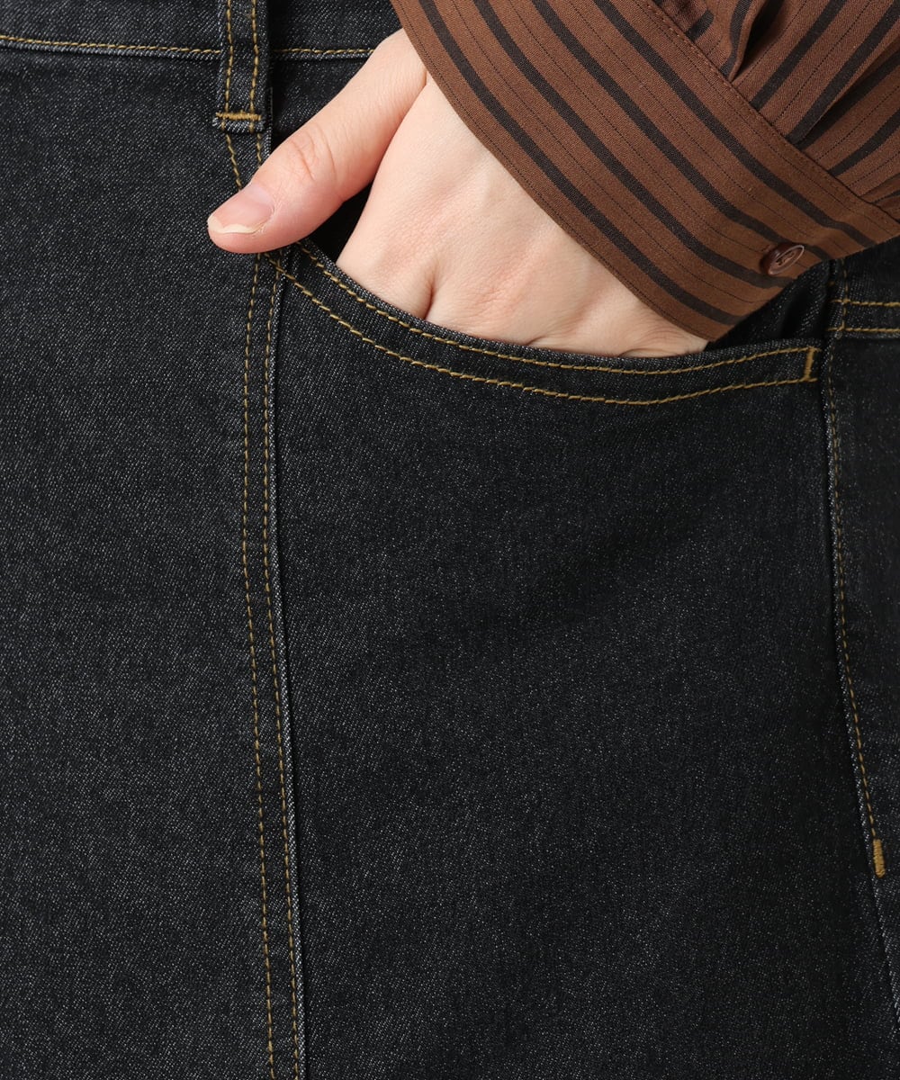 OLHKA04109 eur3(エウルキューブ) 【大きいサイズ】ストレッチデニムロングスカート ブラック(94)