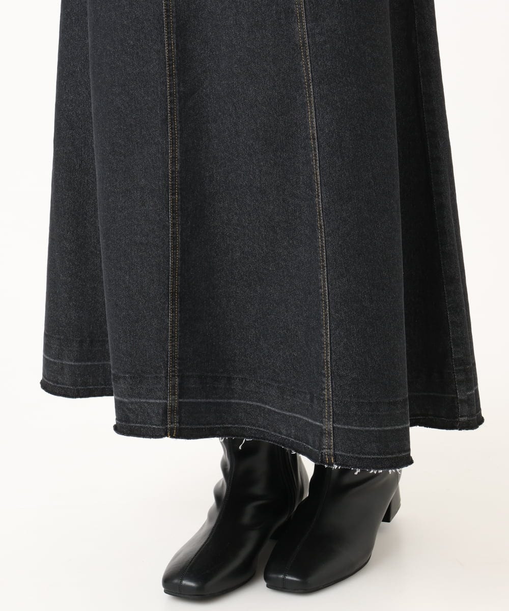 OLHKA04109 eur3(エウルキューブ) 【大きいサイズ】ストレッチデニムロングスカート ブラック(94)