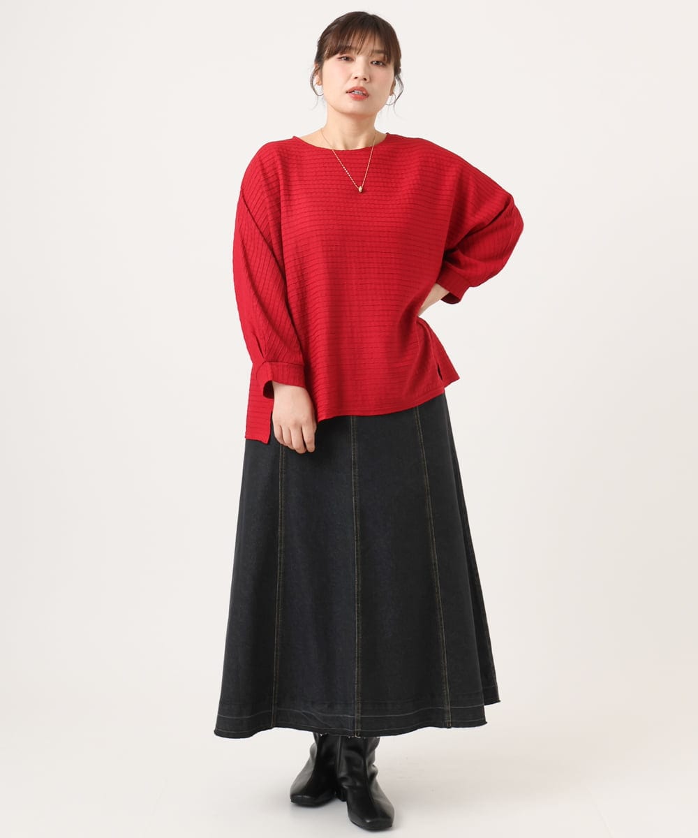 OLHKA04109 eur3(エウルキューブ) 【大きいサイズ】ストレッチデニムロングスカート ブラック(94)