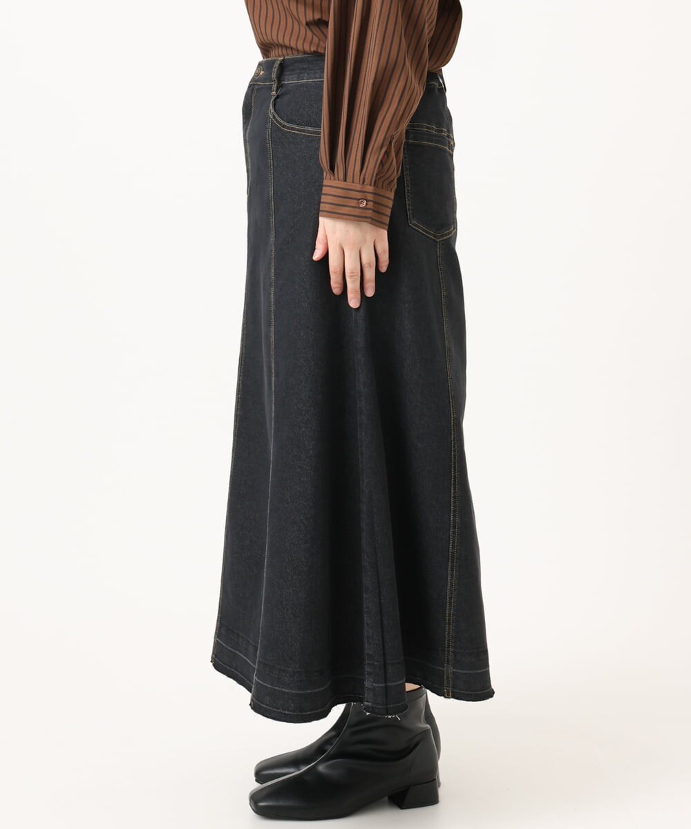 OLHKA04109 eur3(エウルキューブ) 【大きいサイズ】ストレッチデニムロングスカート ブラック(94)
