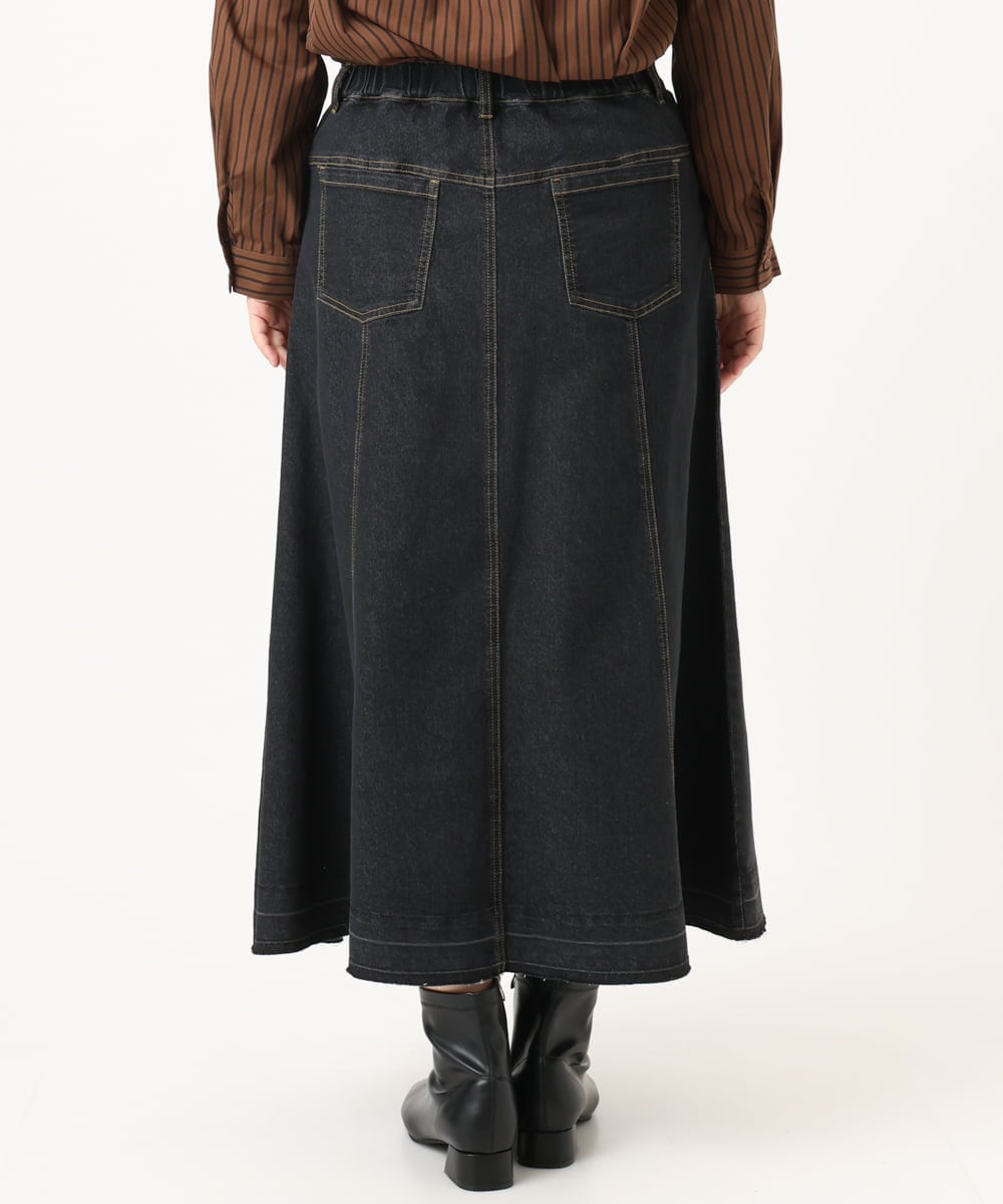 OLHKA04109 eur3(エウルキューブ) 【大きいサイズ】ストレッチデニムロングスカート ブラック(94)