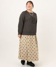 OLHKD09129 eur3(エウルキューブ) 【大きいサイズ】ドットプリントリバーシブルスカート ベージュ