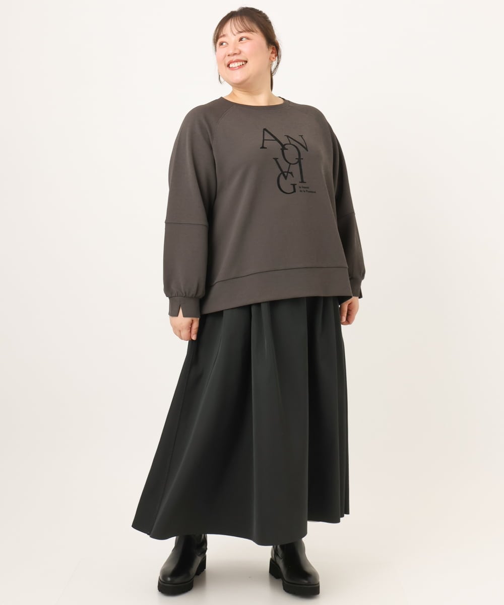 OLHKD09129 eur3(エウルキューブ) 【大きいサイズ】ドットプリントリバーシブルスカート ベージュ