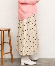 OLHKD09129 eur3(エウルキューブ) 【大きいサイズ】ドットプリントリバーシブルスカート ベージュ