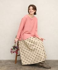 OLHKD09129 eur3(エウルキューブ) 【大きいサイズ】ドットプリントリバーシブルスカート ベージュ