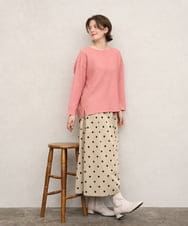 OLHKD09129 eur3(エウルキューブ) 【大きいサイズ】ドットプリントリバーシブルスカート ベージュ