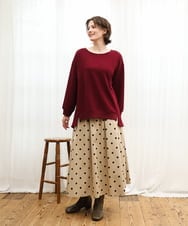 OLHKD09129 eur3(エウルキューブ) 【大きいサイズ】ドットプリントリバーシブルスカート ベージュ
