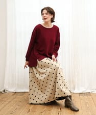 OLHKD09129 eur3(エウルキューブ) 【大きいサイズ】ドットプリントリバーシブルスカート ベージュ