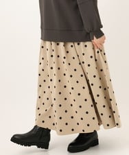 OLHKD09129 eur3(エウルキューブ) 【大きいサイズ】ドットプリントリバーシブルスカート ベージュ