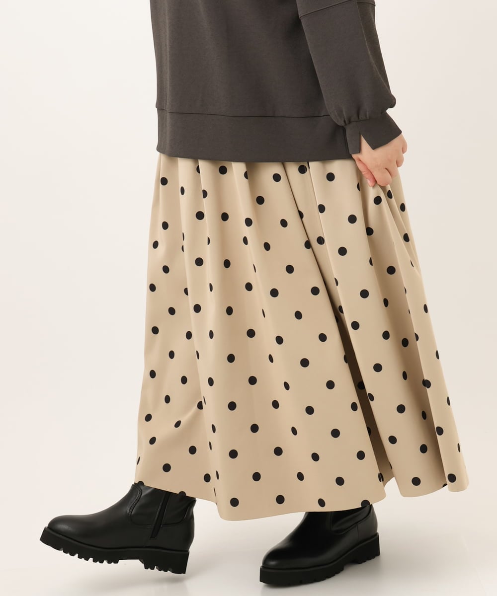 OLHKD09129 eur3(エウルキューブ) 【大きいサイズ】ドットプリントリバーシブルスカート ベージュ