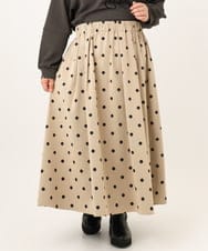 OLHKD09129 eur3(エウルキューブ) 【大きいサイズ】ドットプリントリバーシブルスカート ベージュ