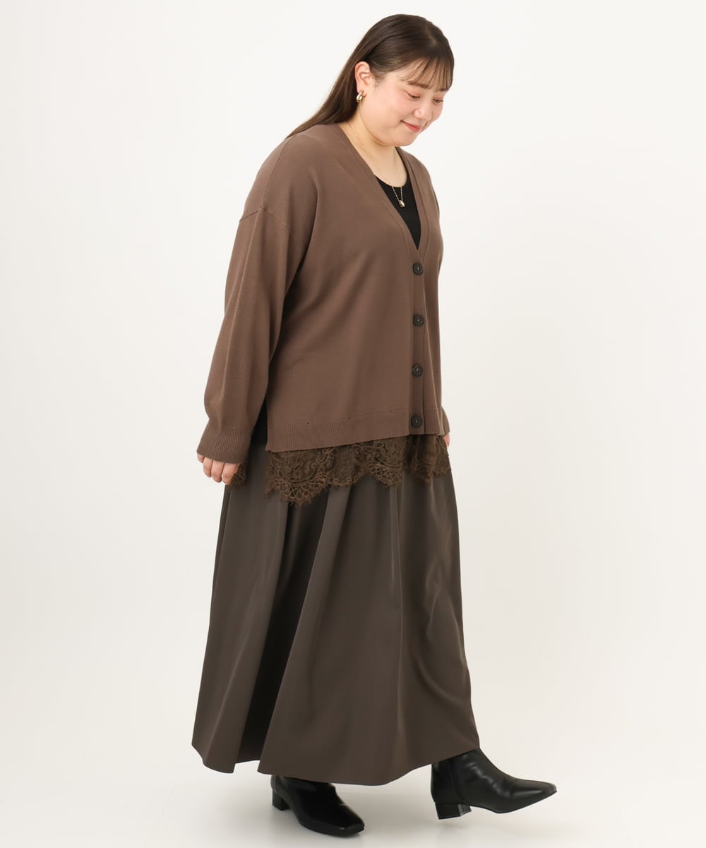 OLHKD09129 eur3(エウルキューブ) 【大きいサイズ】ドットプリントリバーシブルスカート ブラック