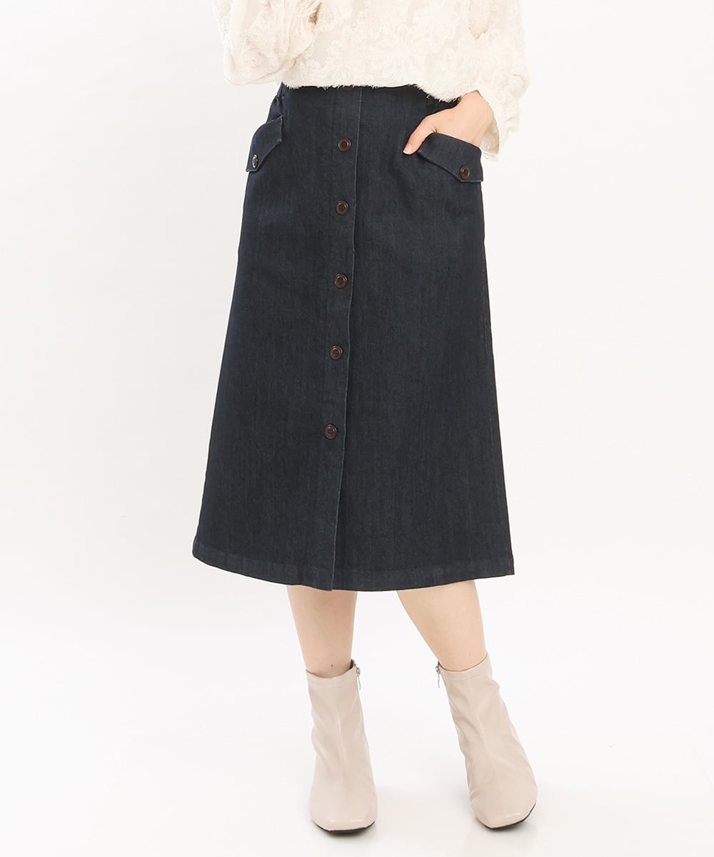 OLHKS05119 eur3(エウルキューブ) 【大きいサイズ】フロントボタンタイトスカート ネイビー(57)