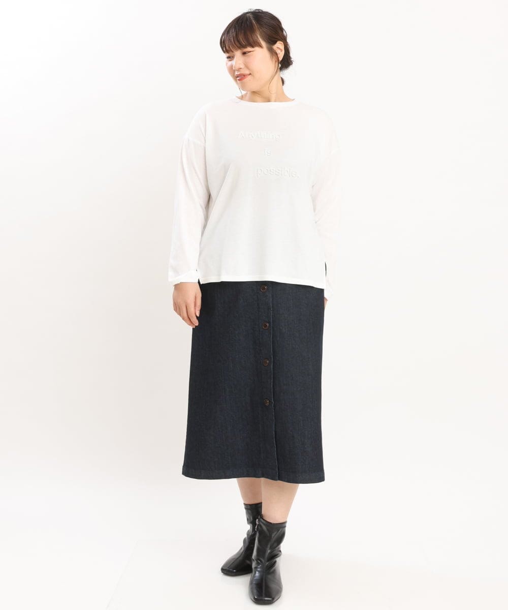 OLHKS05119 eur3(エウルキューブ) 【大きいサイズ】フロントボタンタイトスカート ネイビー(57)
