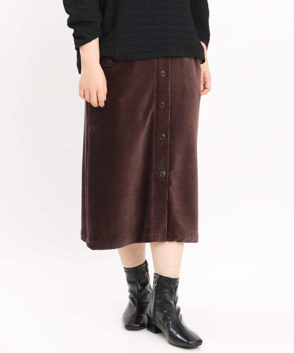 OLHKS05119 eur3(エウルキューブ) 【大きいサイズ】フロントボタンタイトスカート ブラウン(87)