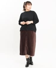 OLHKS05119 eur3(エウルキューブ) 【大きいサイズ】フロントボタンタイトスカート ブラウン(87)