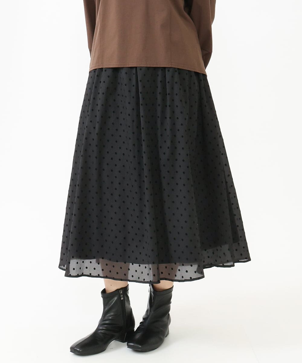 OLHKV13129 eur3(エウルキューブ) 【大きいサイズ】フロッキードットシアースカート ブラック(94)