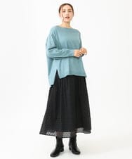 OLHKV13129 eur3(エウルキューブ) 【大きいサイズ】フロッキードットシアースカート ブラック(94)