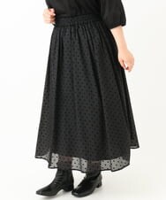 OLHKV13129 eur3(エウルキューブ) 【大きいサイズ】フロッキードットシアースカート ブラック(94)
