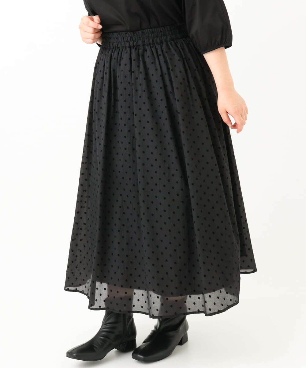 OLHKV13129 eur3(エウルキューブ) 【大きいサイズ】フロッキードットシアースカート ブラック(94)