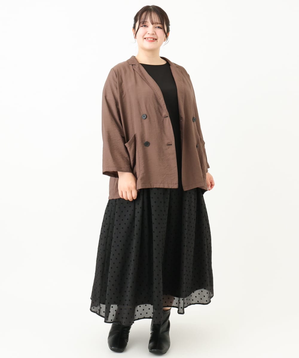 OLHKV13129 eur3(エウルキューブ) 【大きいサイズ】フロッキードットシアースカート ブラック(94)