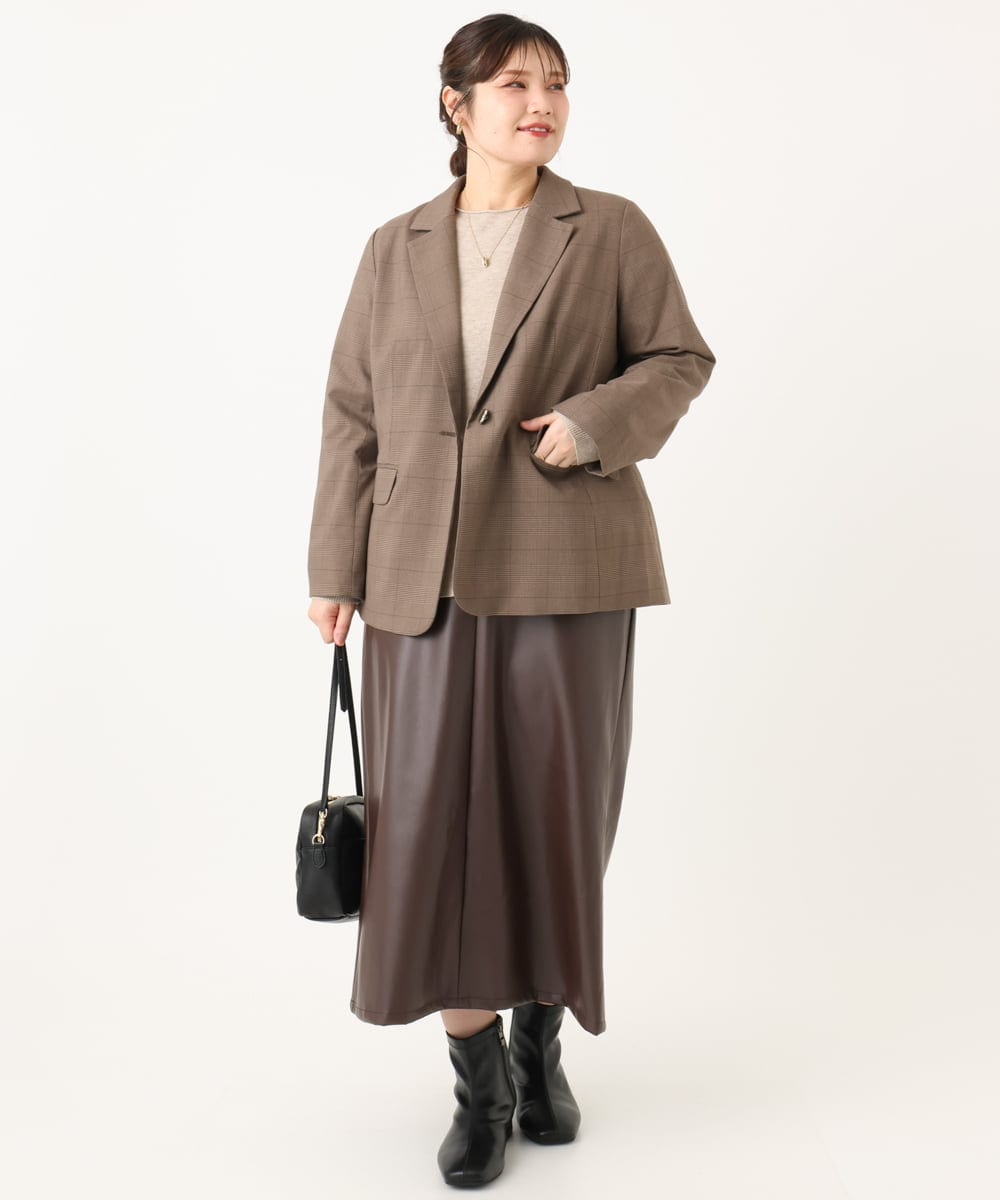 OLHLA05119 eur3(エウルキューブ) 【大きいサイズ】フェイクレザースカート ダークブラウン(87)
