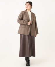 OLHLA05119 eur3(エウルキューブ) 【大きいサイズ】フェイクレザースカート ダークブラウン(87)