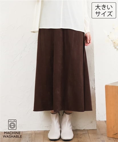 OLHLD07119 eur3 【大きいサイズ/洗える】スエードタッチスカート