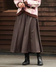 OLHLS08129 eur3(エウルキューブ) 【大きいサイズ】フェイクレザーフレアスカート ダークブラウン(87)