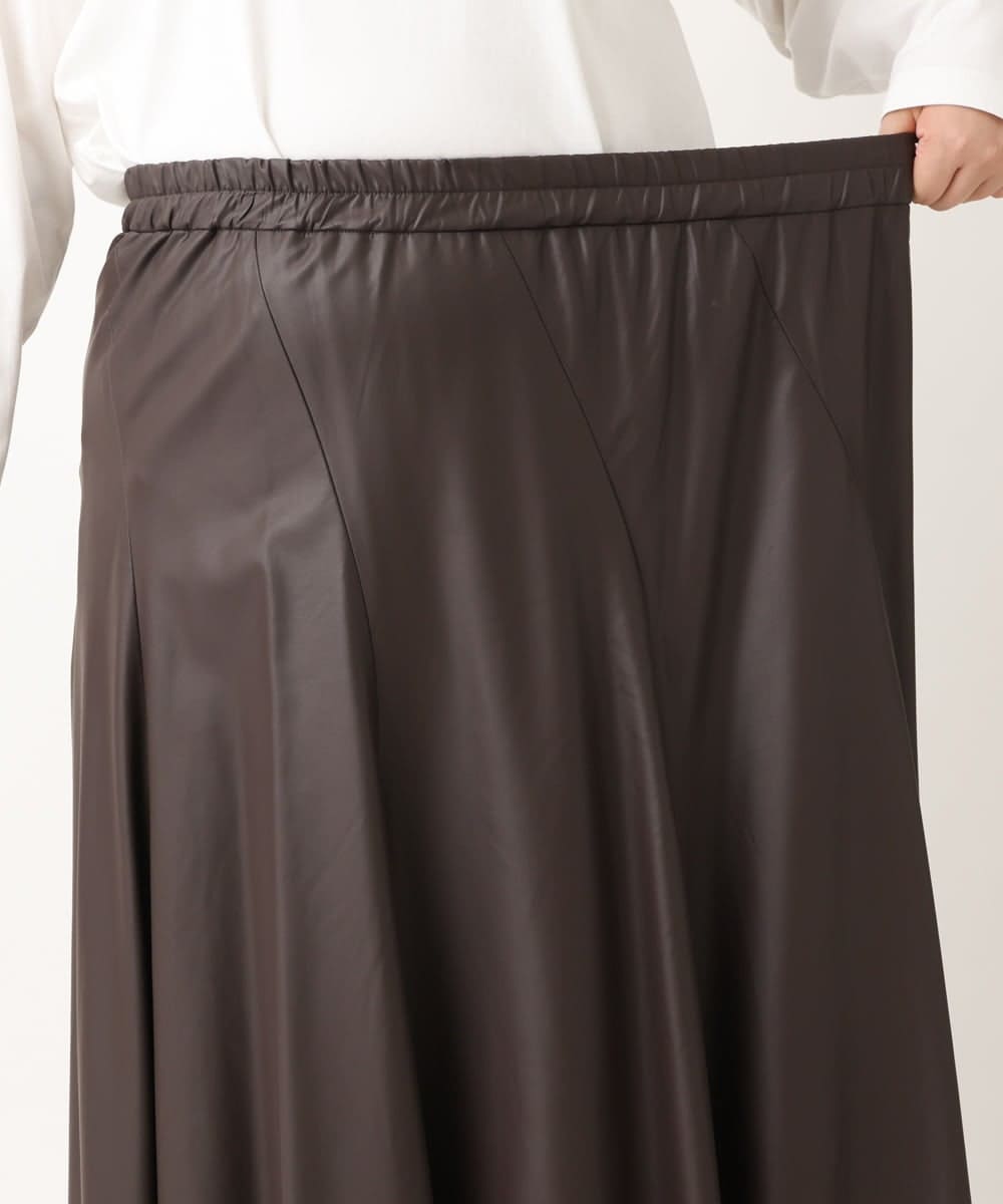 OLHLS08129 eur3(エウルキューブ) 【大きいサイズ】フェイクレザーフレアスカート ダークブラウン(87)