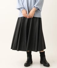 OLHLS08129 eur3(エウルキューブ) 【大きいサイズ】フェイクレザーフレアスカート ブラック(94)